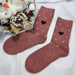 Ollike GYAPJÚ VASTAG női zokni szívecske mintás Mályva, 35-38 76713