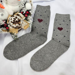 Ollike GYAPJÚ VASTAG női zokni szívecske mintás Világos szürke, 38-41 76712