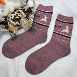 Ollike GYAPJÚ VASTAG női zokni rénszarvas mintás Mályva, 35-38 76758