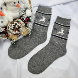 Ollike GYAPJÚ VASTAG női zokni rénszarvas mintás Világos szürke, 38-41 76757