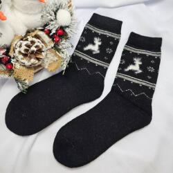 Ollike GYAPJÚ VASTAG női zokni rénszarvas mintás Fekete, 38-41 76753