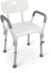 Timago Scaun de baie cu spatar, inaltime reglabila, greutate maxima 136 Kg, Alb Gri