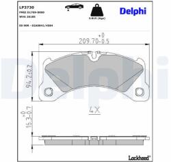 DELPHI Sada brzdových platničiek kotúčovej brzdy DELPHI LP3730 (LP3730)