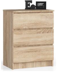 AKORD Comoda, placa laminata, 3 sertare, stejar Sonoma, 60x40x77 cm (164109-AK) - mercaton Comoda