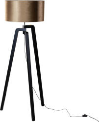 QAZQA Állólámpa fekete bársony lámpabúrával bronz színben 50 cm - Puros (109201)