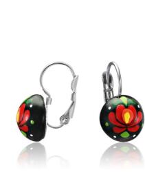  ZEMA Matyó mintás fekete porcelán fülbealó 9425-0002. B/P