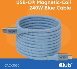 Club 3D Club3D mágneses USB-C kábel, 240W PD3.1, 480 Mbps, 2m, kék (CAC-3030)