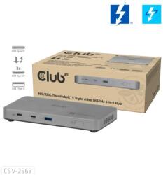 Club 3D Club3D Hub Thunderbolt 5 5v1, 3x USB-C TB5, 1x USB-A, 1x8K60Hz, 3x 5K60Hz, Thunderbolt Share tanúsítvány, 180W (CSV-2563)