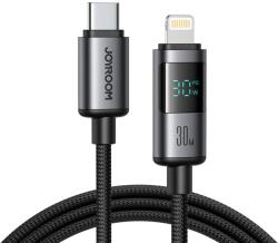 JOYROOM Töltő- és adatátviteli kábel joyroom S-A16 Pro Prism sorozat, USB-C - Lightning, 30W, 480 Mbps, 1.2m, LED kijelző, Fekete