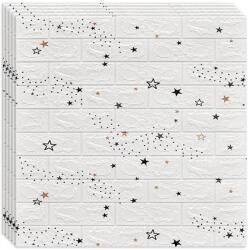 MACVI 50 db-os öntapadós 3D tapéta készlet, kívül puha habszivacs, modern dizájn bármilyen helyre alkalmas, vízálló, méretek 70x77, Macvi®, White Stars Brick Modell (50xTapet-52)