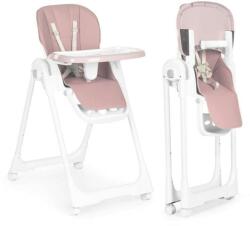 ECOTOYS állítható Etetőszék dupla tálcával és ökobőr üléssel - Rózsaszín, Fehér (HA-013)