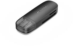 Vention 2-in-1 USB 3.0 A Card Reader(SD+TF) Black Dual Drive Letter (CLGB0)
