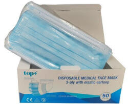  Maszk higiénikus 3 rétegű alumínium orrmerevítővel TOP EÜ, kék