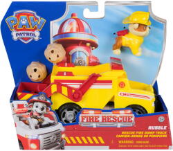Spin Master Spin Master Paw Patrol Fire Rescue - Rubble's Rescue Truck, Toy Vehicle with Shovel and Missiles and Rubble Dog Figure (6072662) Figurina