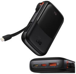 Baseus Qpow PRO OE Vésztöltő USB+2 Type-C Aljzat 10000 mAh, 20W, Gyorstöltő, LED Kijelző + Type-C Kábel Fekete