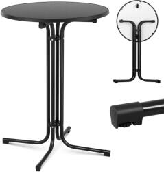  Asztal, kerek, magas, összecsukható bárasztal, átmérő 80 cm, magasság 110 cm, fekete