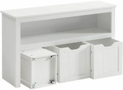 VASAGLE Tároló szekrény, játéktároló, 3 gurulós, kihúzható tárolódobozzal, fehér 102 x 30 x 60 (LHS380W01)