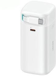 USAMS 20KCD21602 Powerbank Visszahúzható USB-C Kábellel 18000 mAh PD 45W-Fehér