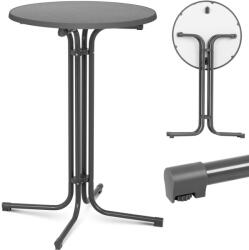  Asztal, kerek, magas, összecsukható bárasztal, átmérő 70 cm, magasság 110 cm, szürke