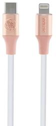 Guess GUCLLALRGDD Ebossed Logo Type-C-Lightning USB Kábel 3A 1.5 m-Rózsaszín