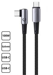 Cellect Szövet adatkábel 100W Type-C - Type-C 2m, Fekete