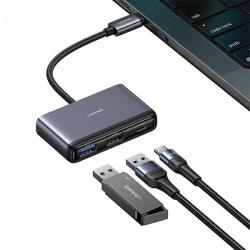 USAMS Adapter HUB 5in1 USB 2.0/USB 3.0/ USB-C/TF/SD Szürke/Sötétszürke SJ628HUB01 - US-SJ628