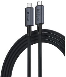 DEVIA Extreme Adatkábel Type-C-Type-C, 240W, PD Gyorstöltő, 100 cm, Cipőfűző Fekete
