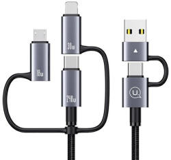 USAMS SJ738 Sufeng Series USB-A/Type-C-Type-C/Lightning/MicroUSB Kábel 240W 2 m-Szürke