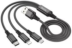 hoco. X76 USB Type-A apa - USB Type-C / Micro USB Type-B / Lightning apa iPhone Töltőkábel - Fekete (1m) (X76_B) (X76_B) - xupe