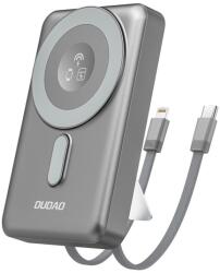 Dudao Vésztöltő Type-C Aljzat 10000 mAh, 20W, Gyorstöltő, MagSafe, Apple Watch Töltő, Type-C + Lightning Kábel Szürke
