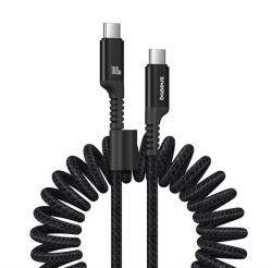 Baseus Fish-Eye Adatkábel Type-C-Type-C, 100W, PD Gyorstöltő, 100 cm, Spirálkábel Fekete