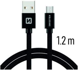 SWISSTEN 71522201 USB-A apa - MicroUSB-B apa 2.0 Adat és töltő kábel - Fekete (1.2m) (71522201) (71522201)
