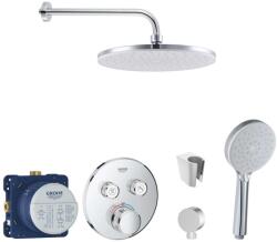 SANITINO - Zuhanyszett termosztáttal és Grohe rejtett testtel, kielle kiegészítőkkel, króm SANI21GKK002 (SANI21GKK002)