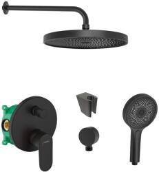 SANITINO - Zuhanyszett csapteleppel és Hansgrohe rejtett testtel, kielle kiegészítőkkel, matt fekete SANI21HKK407 (SANI21HKK407)