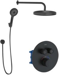 kielle Oudee - Zuhanyszett termosztatikus, rejtett csapteleppel, 2 készülékhez, tartozékokkal és testtel, matt fekete 20602SPT24 (20602SPT24)