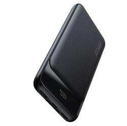 USAMS CD-198 Vésztöltő 2 USB+Type-C Aljzat 10000 mAh, 10W, Gyorstöltő, LED Kijelző Fekete