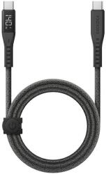 Energea Kabel Flow USB-C-USB-C Digitális Kijelző 1.5 m Fekete 240W 5A PD Gyorstöltés