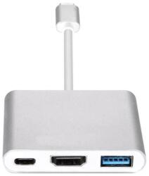  Mobilly Adaptor USB-C la HDMI, USB 3.0, USB-C pentru telefoane sau laptopuri, cu suport pentru încărcarea telefonului