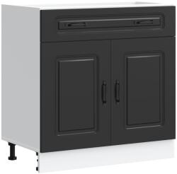 vidaXL Konyhai alapszekrény Kalmar fekete színű műfa (853498) (853498)