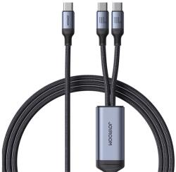 JOYROOM Adatkábel 2in1 Type-C-Type-C/Type-C, 100W, Gyorstöltő, 150 cm, Cipőfűző Fekete