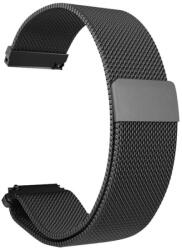  Univerzális fém pótszíj mágneses záródással, Milánói szíj, 22mm, fekete (100 DSG-01-00T black 22mm)