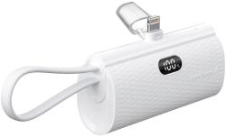 Forcell F-Energy Power Plug F5K3 Powerbank Tápcsatlakozó 5000 mAh Lightning Csatlakozóval PD 20W-Fehér