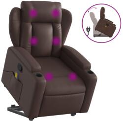 vidaXL barna műbőr dönthető masszázs- és állófotel (3204553) (3204553)