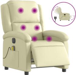 vidaXL krémszínű valódi bőr elektromos dönthető masszázsfotel (3204260) (3204260)