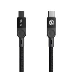 Nillkin Magcharge Adatkábel Type-C-Type-C, 100W, PD Gyorstöltő 3.0, 100 cm, Mágneses, Cipőfűző Fekete