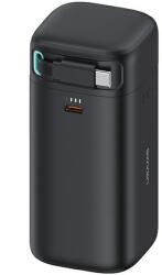 USAMS 20KCD21601 Powerbank Visszahúzható USB-C Kábellel 18000 mAh PD 45W-Fekete