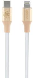 Guess GUCLLALRGDD Ebossed Logo Type-C-Lightning USB Kábel 3A 1.5 m-Arany