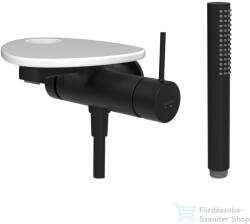 Laufen ADA falsík alatti kádtöltő csaptelep zuhanyszettel, lyukas polccal, alaptest nélkül, PVD matt fekete/fényes fehér HF506765511000 (HF506765511000)