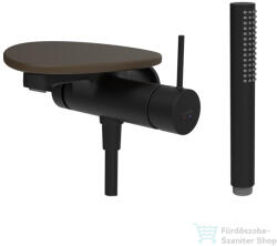 Laufen ADA falsík alatti kádtöltő csaptelep zuhanyszettel, polccal, alaptest nélkül, PVD matt fekete/caffe matt HF506765514060 (HF506765514060)