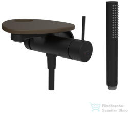 Laufen ADA falsík alatti kádtöltő csaptelep zuhanyszettel, lyukas polccal, alaptest nélkül, PVD matt fekete/caffe matt HF506765514000 (HF506765514000)